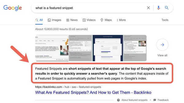 ejemplo de featured snippet